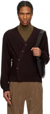 Lemaire Burgundy Relaxed Twisted Cardigan In Pu870 Dark Plum