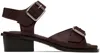 LEMAIRE BURGUNDY SQUARE 35 HEELED SANDALS