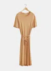 Lemaire Belted Cotton Maxi T-shirt Dress In Burnt Sand
