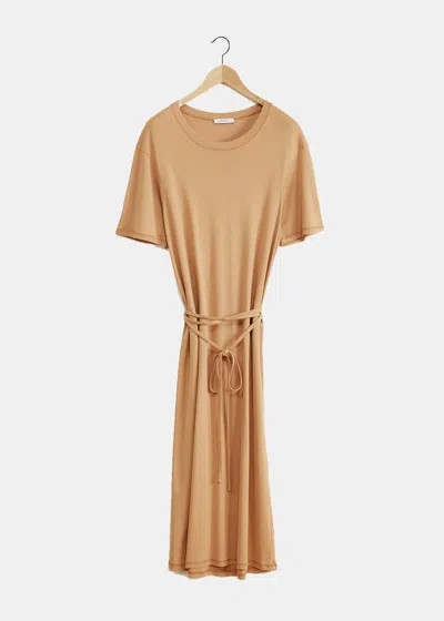 LEMAIRE LEMAIRE BURNT SAND BELTED RIB T-SHIRT DRESS