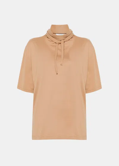 Lemaire Tie-gathered T-shirt In Brown