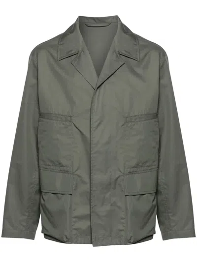 Lemaire Cotton Blend Multipocket Overshirt In Green