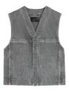 Lemaire Button-fastening Denim Gilet In Gray
