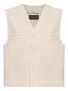 Lemaire Button-fastening Sleeveless Vest In Neutral