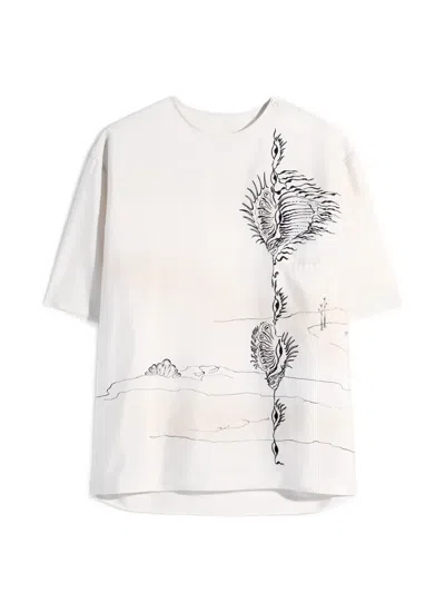 Lemaire Button Printed T-shirt In Neutral