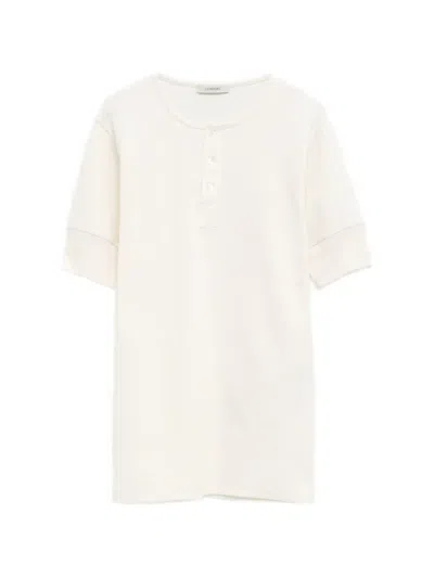Lemaire Button Ribbed T-shirt In Neutral