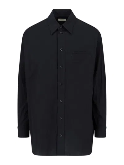 Lemaire Casual Shirt Buttoned Cuffs Chest Pocket In Black