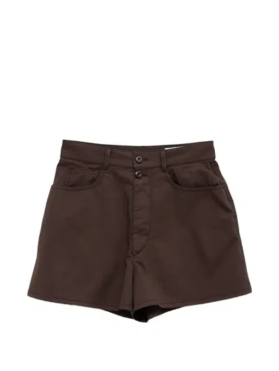 Lemaire Button Shorts In Brown