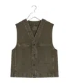 Lemaire Moss Green Denim Vest In Green