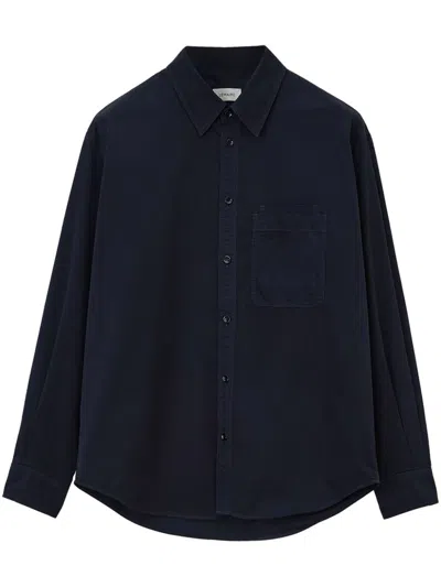 Lemaire Button-up Long-sleeve Shirt In Black