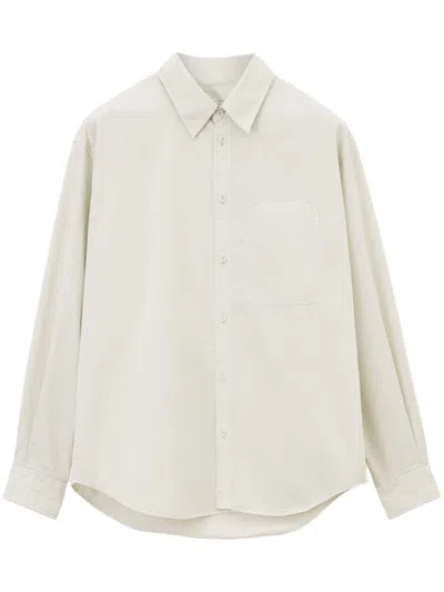 Lemaire Button-up Long-sleeve Shirt In Beige