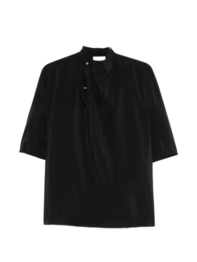 Lemaire Button-detail T-shirt In Black
