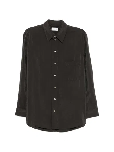 Lemaire Button-down Long-sleeve Shirt In Brown