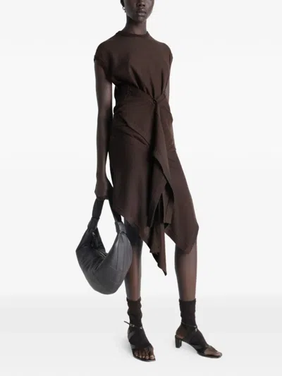 Lemaire Buttoned Asymmetric Skirt In Brown