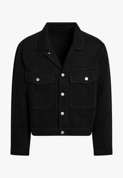 Lemaire Buttoned Denim Jacket In Black