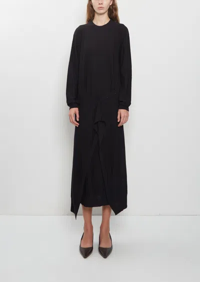 Lemaire Buttoned Wool-blend Knitted Midi Dress In Black