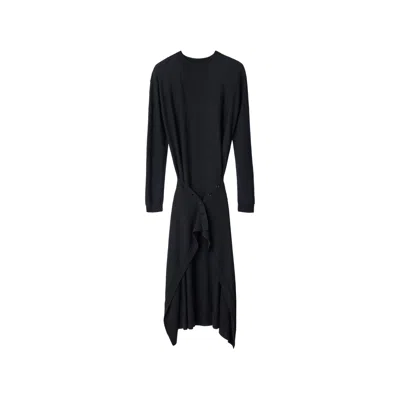 Lemaire Buttoned Dress In Merino Wool Blend In Black