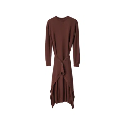 Lemaire Buttoned Dress In Merino Wool Blend In Brown