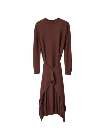 Lemaire Buttoned Dress In Merino Wool Blend In Burgundy