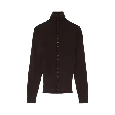 Pre-owned Lemaire Buttoned Fitted Cardigan 'aubergine' | Red | Women's Size S