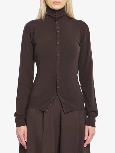 Lemaire Buttoned Fitted Cardigan In Brown