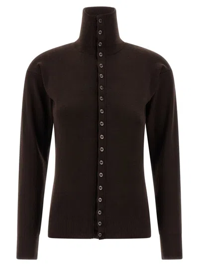 Lemaire Buttoned Fitted Cardigan In Brown