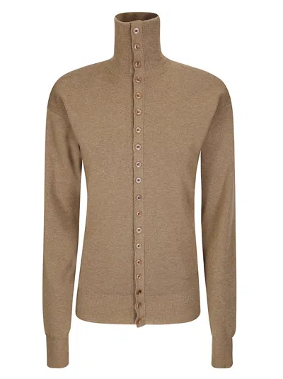 Lemaire Buttoned Fitted Cardigan In Brown