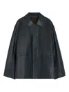 Lemaire Buttoned Leather Jacket In Black