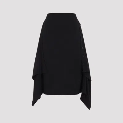 Lemaire Buttoned Mini Wool Skirt In Black