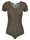 Lemaire Ribbed Viscose And Silk Blend Bodysuit In Dark Brown