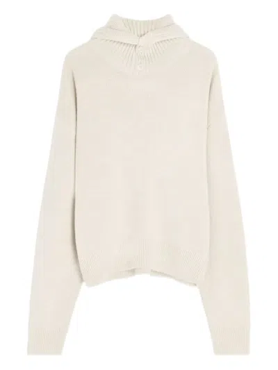 Lemaire Buttoned Ribbed-knit Jumper In Neutral