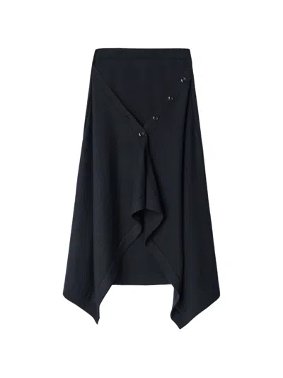Lemaire Buttoned Skirt In Merino Wool Blend In Black