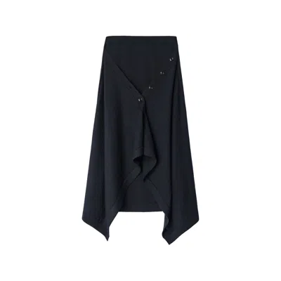 Lemaire Buttoned Skirt In Merino Wool Blend In Black