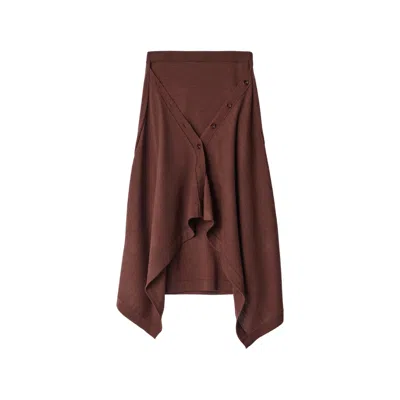 Lemaire Buttoned Skirt In Merino Wool Blend In Brown