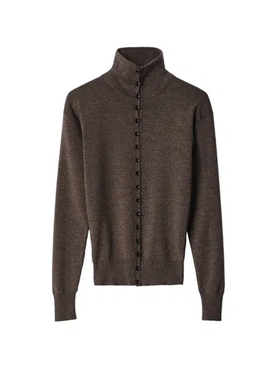 Lemaire Button-down Long-sleeve Top In Brown