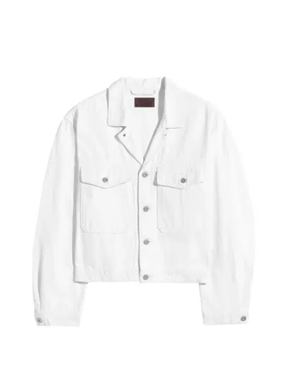 Lemaire Buttoned Trucker Jacket In White