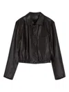 Lemaire Buttoned-up Elasticated Leather Jacket In Brown