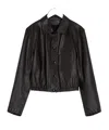 Lemaire Buttoned-up Elasticated Leather Jacket In Burgundy