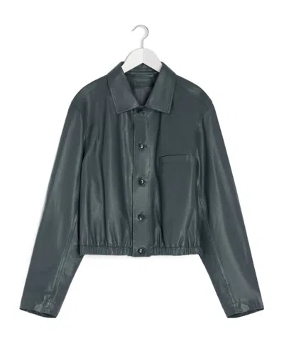 LEMAIRE BUTTONED-UP ELASTICATED LEATHER JACKET