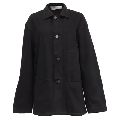 Lemaire Buttoned Workwear Jacket With Pockets In Black Cotton Denim