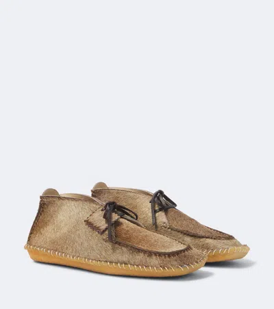 Lemaire Calf Hair Desert Boots In Brown