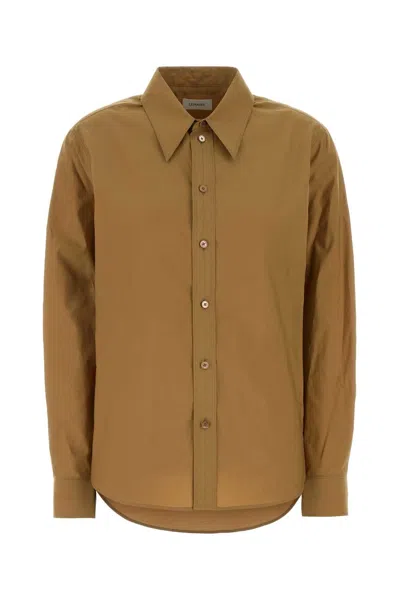 Lemaire Camel Poplin Shirt In Brown