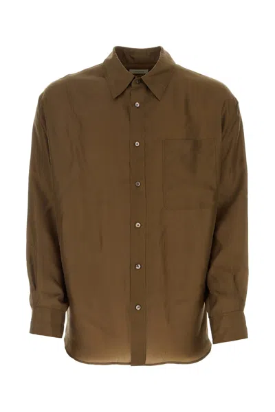 Lemaire Silk Shirt In Tobacco