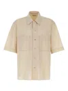 Lemaire Boxy-cropped Short-sleeved Shirt With Dual Chest Pockets In Neutral