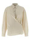 Lemaire Straight Collar Twisted Shirt In Neutral