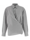 Lemaire Straight Collar Twisted Shirt In Blue