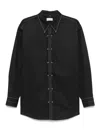 Lemaire Black Cotton Satin Embellished Metal Shirt In Black