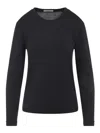 Lemaire Ribbed Crew Neck Long Sleeve Top In Black