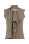 Lemaire Cappuccino Acrylic And Wool Vest In Green