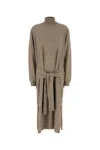 Lemaire Knit Midi Dress With Turtleneck And Belt In Brown